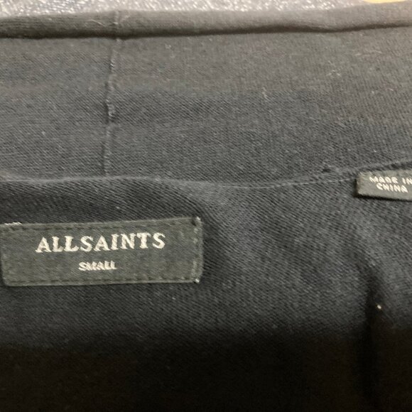 Men's All Saints Wherry Cotton Cardigan Sweater Black w/Stripe Size Small - Picture 3 of 5